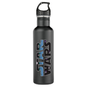 Pixel Starfield & Space Ships Star Wars Logo Stainless Steel Water Bottle