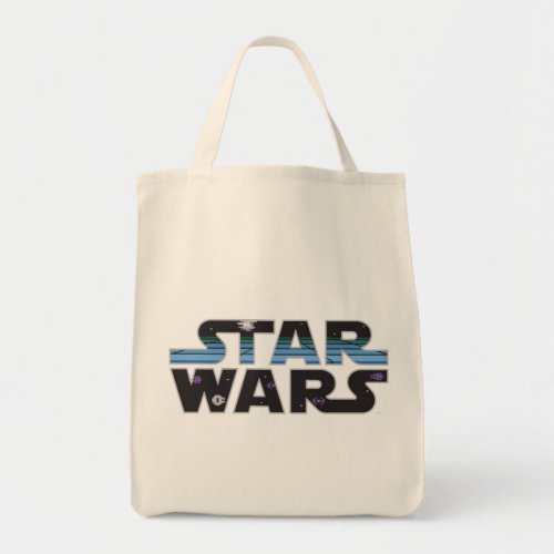 Pixel Starfield  Space Ships Star Wars Logo Tote Bag