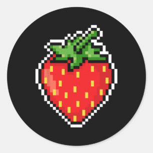 Pixel Strawberry 80s Video Game Halloween  Classic Round Sticker