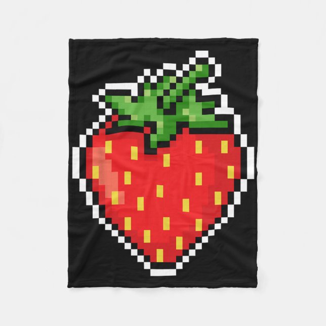 Pixel Strawberry 80s Video Game Halloween  Fleece Blanket (Front)
