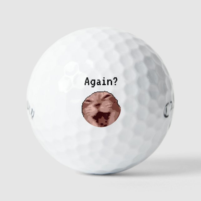 Pixel-style Personalized Funny Cat meme Golf Balls (Front)