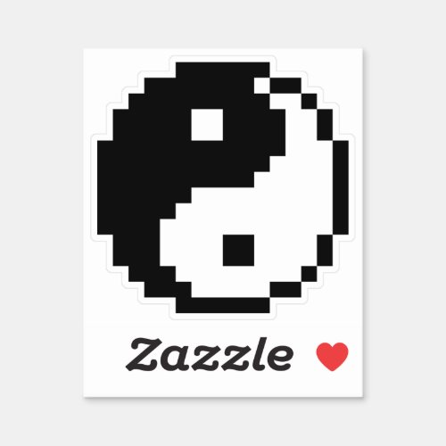 Pixel Style Yin Yang Symbol Sticker in Black White