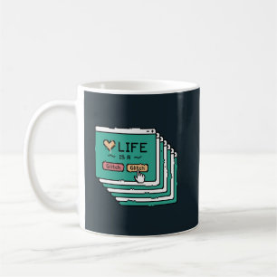 PIXEL TABS GAMING LIFE IS A GLITCH COFFEE MUG