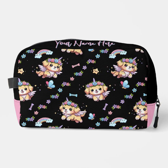 Pixel The Puppicorn Whimsical Dog Toiletry Bag (Front)