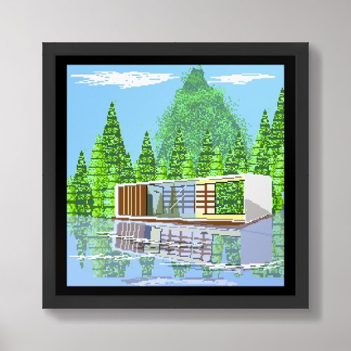 pixel tiny house canvas art  framed art