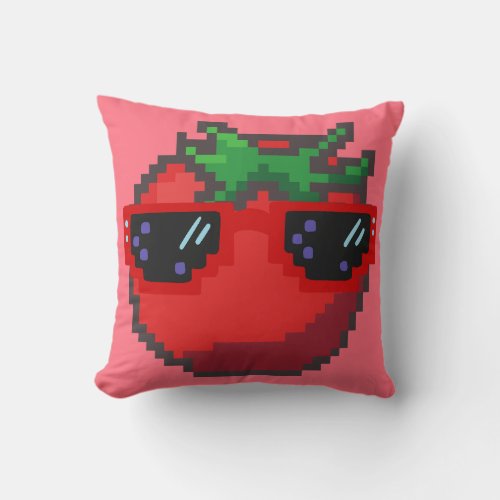 Pixel Tomato Throw Pillow