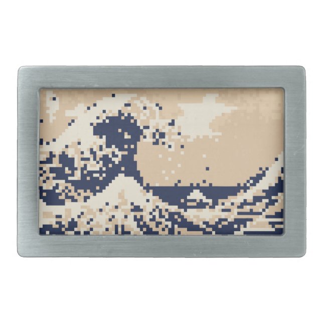 Pixel Tsunami 8 Bit Pixel Art Belt Buckle (Front)