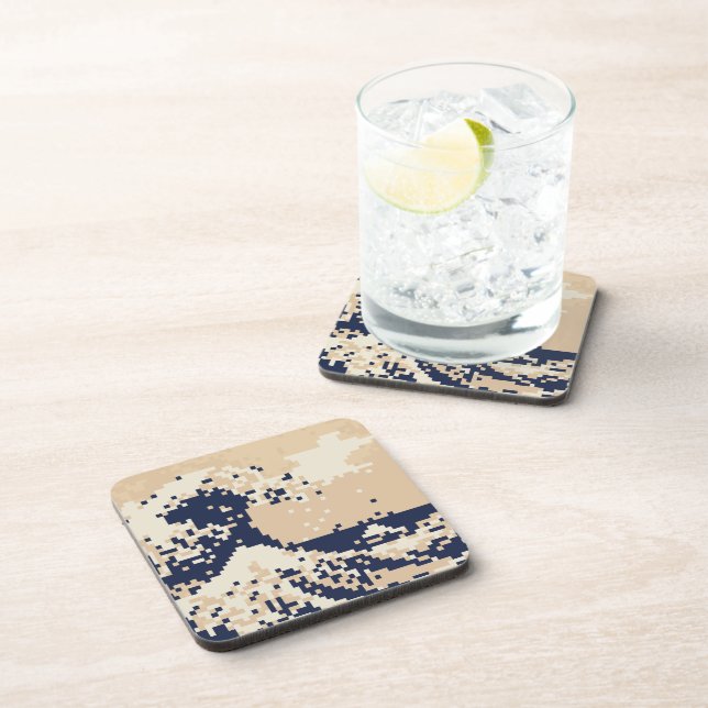 Pixel Tsunami 8 Bit Pixel Art Beverage Coaster (Right Side)