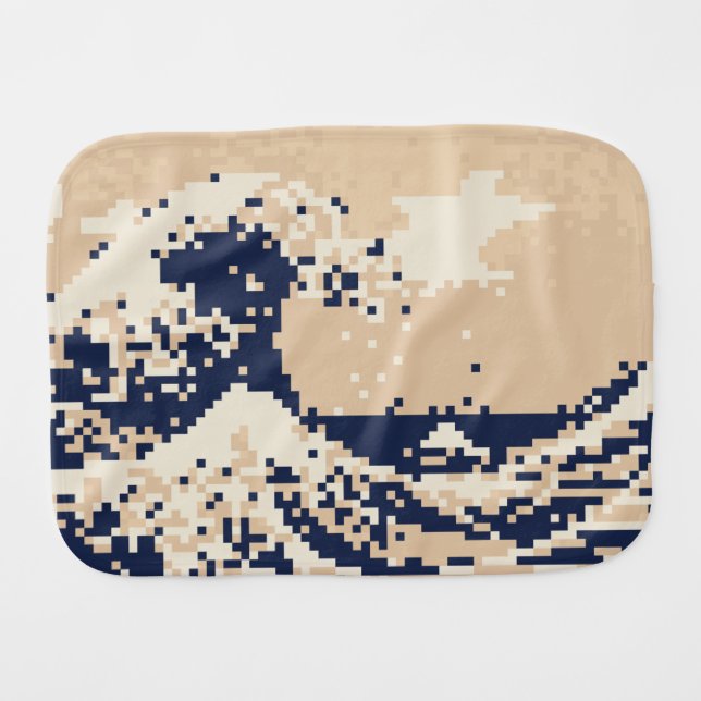 Pixel Tsunami 8 Bit Pixel Art Burp Cloth (Front Horizontal)