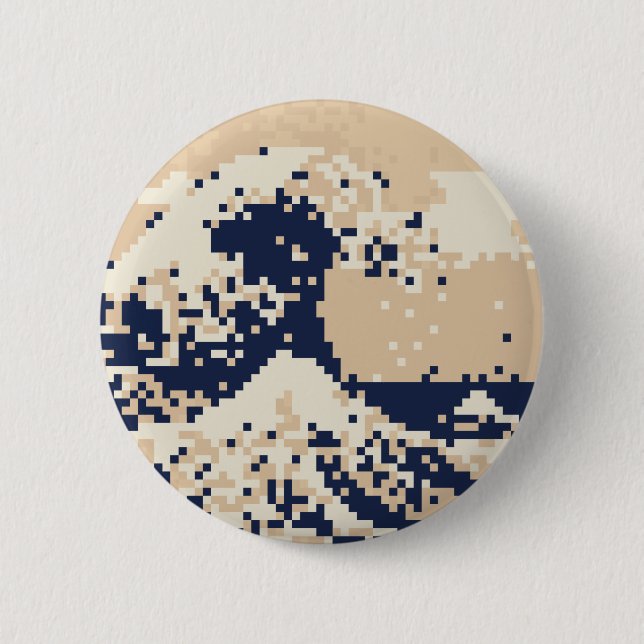 Pixel Tsunami 8 Bit Pixel Art Button (Front)
