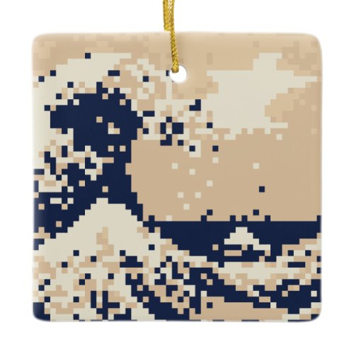 Pixel Tsunami 8 Bit Pixel Art Ceramic Ornament