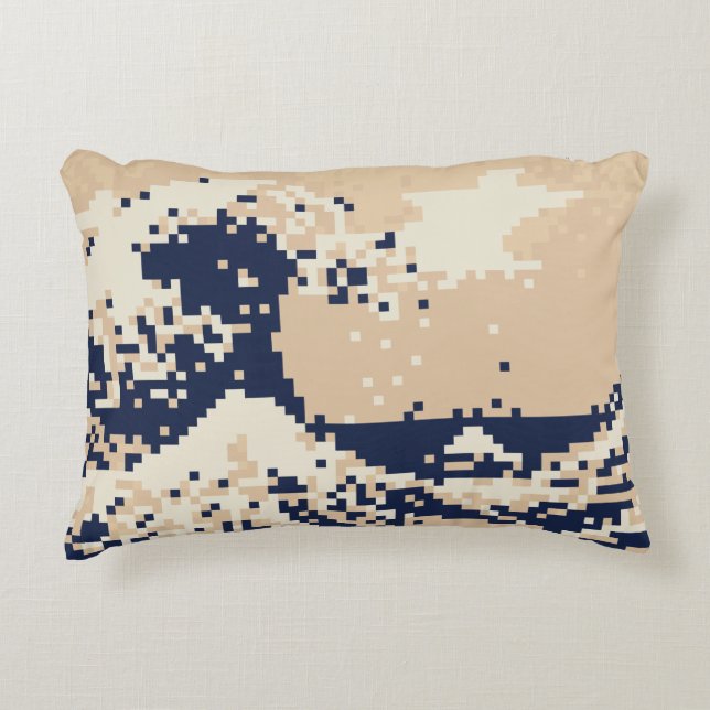 Pixel Tsunami 8 Bit Pixel Art Decorative Pillow (Front)
