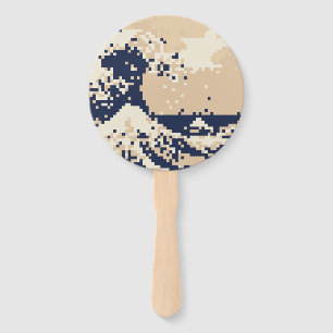 Pixel Tsunami 8 Bit Pixel Art Hand Fan