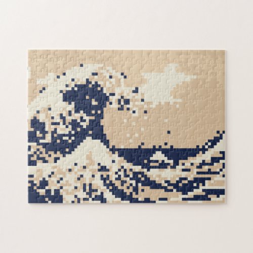 Pixel Tsunami 8 Bit Pixel Art Jigsaw Puzzle