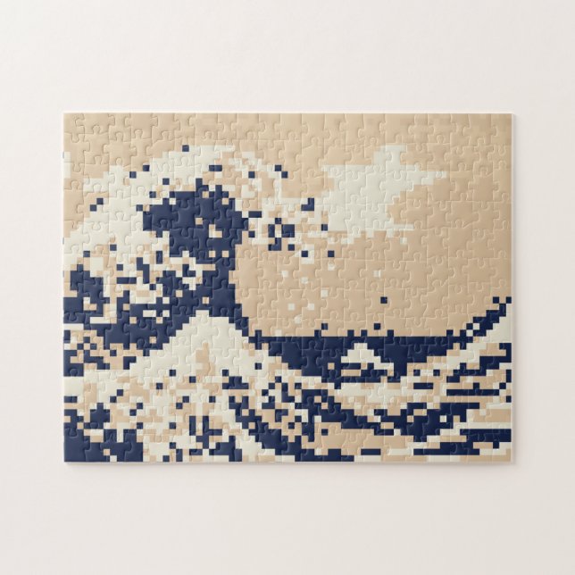 Pixel Tsunami 8 Bit Pixel Art Jigsaw Puzzle (Horizontal)