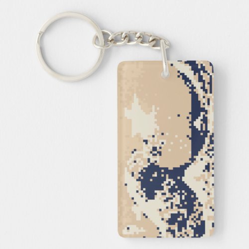 Pixel Tsunami 8 Bit Pixel Art Keychain