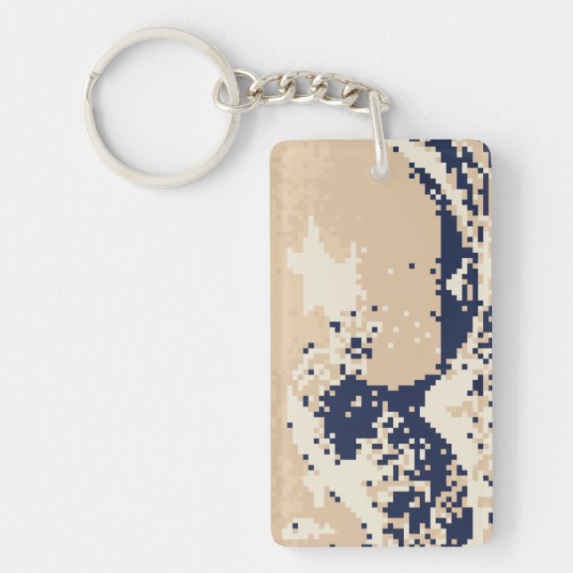 Pixel Tsunami 8 Bit Pixel Art Keychain (Front)