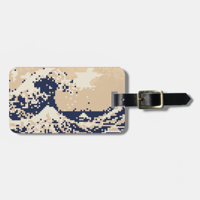 Pixel Tsunami 8 Bit Pixel Art Luggage Tag (Front Horizontal)