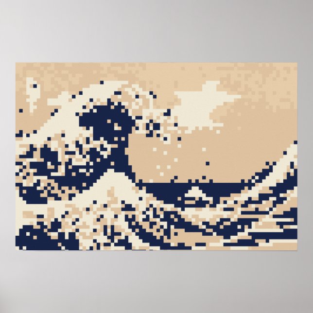 Pixel Tsunami 8 Bit Pixel Art Poster (Front)