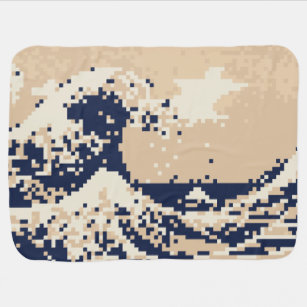 Pixel Tsunami 8 Bit Pixel Art Receiving Blanket