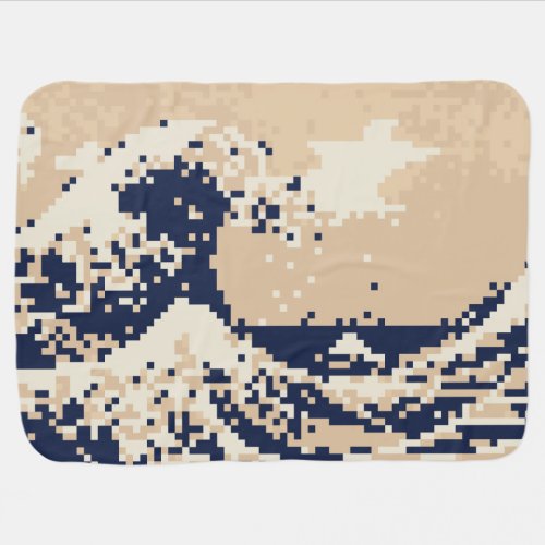 Pixel Tsunami 8 Bit Pixel Art Receiving Blanket