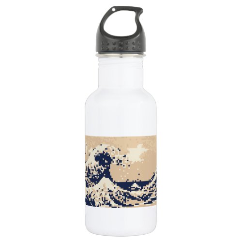 Pixel Tsunami 8 Bit Pixel Art Stainless Steel Water Bottle