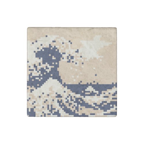 Pixel Tsunami 8 Bit Pixel Art Stone Magnet