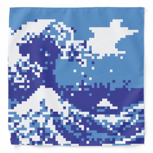 Pixel Tsunami Blue 8 Bit Pixel Art Bandana