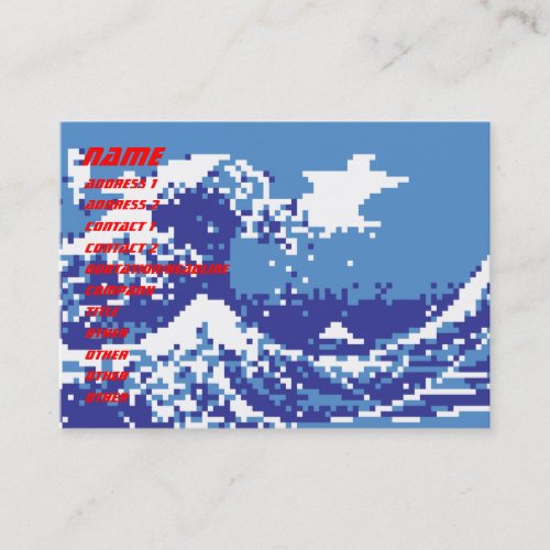 Pixel Tsunami Blue 8 Bit Pixel Art Business Card