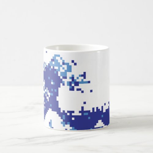 Pixel Tsunami Blue 8 Bit Pixel Art Coffee Mug