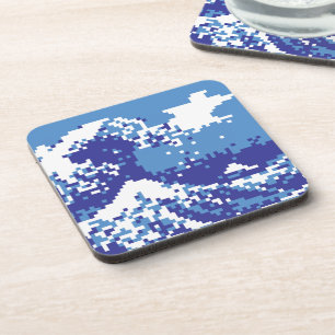 Pixel Tsunami Blue 8 Bit Pixel Art Drink Coaster