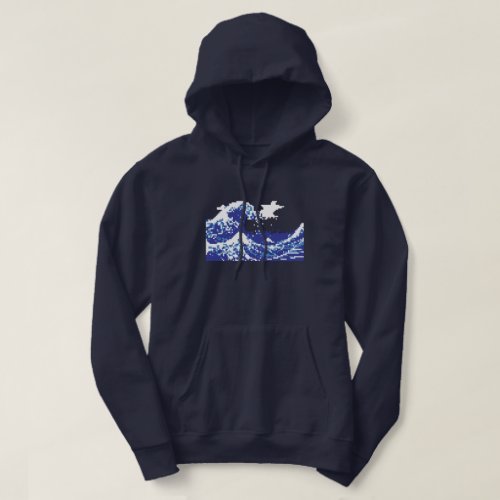 Pixel Tsunami Blue 8 Bit Pixel Art Hoodie