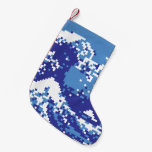 Pixel Tsunami Blue 8 Bit Pixel Art Small Christmas Stocking
