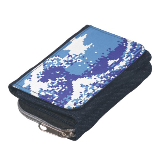 Pixel Tsunami Blue 8 Bit Pixel Art Wallet | Zazzle.com