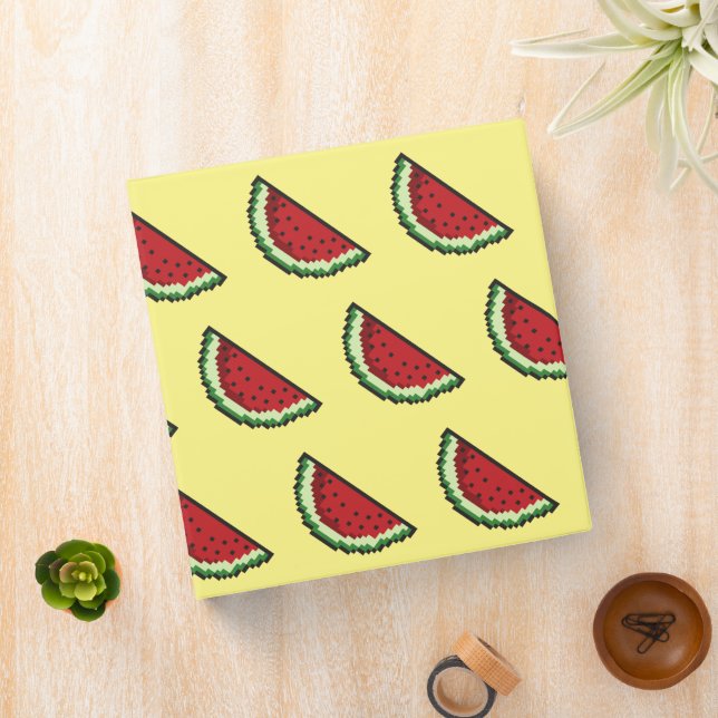 Pixel Watermelon Pattern 3 Ring Binder (In Situ)