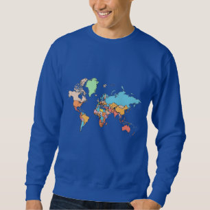 Pixel World Map – Retro 8-Bit Style Global Design Sweatshirt