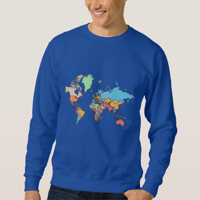 Pixel World Map – Retro 8-Bit Style Global Design Sweatshirt (Front)