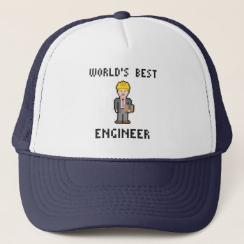 Pixel World's Best Engineer Hat by LVMENES at Zazzle