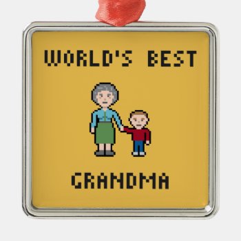 Pixel World's Best Grandma Ornament by LVMENES at Zazzle