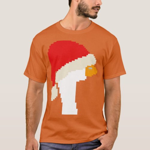 Pixelart Christmas Goose in Santa Hat T_Shirt