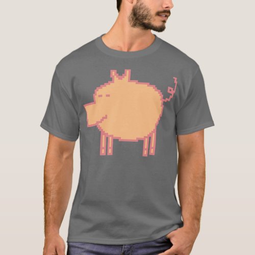 Pixelart Pig Peach Fuzz Pantone Color of the Year  T_Shirt