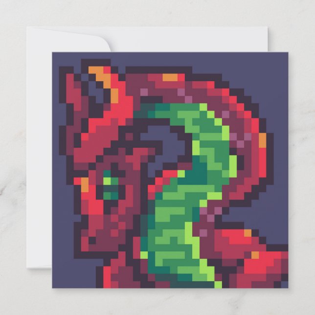 Pixelart, Pixel Art, dragon Invitation (Front)
