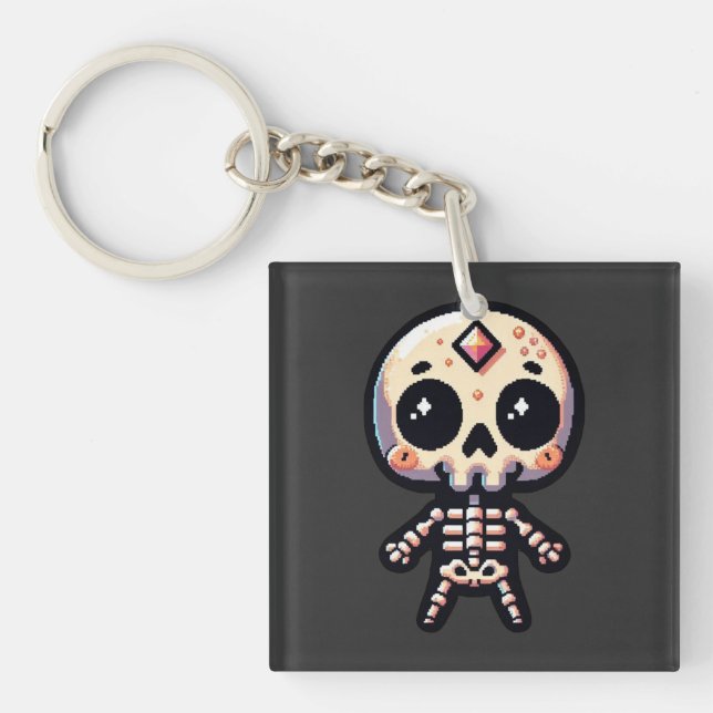 Pixelart Skeleton Keychain (Front)