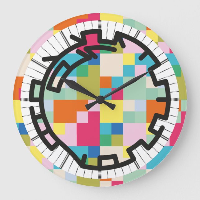 PIXELAT chained numbers by Masanser Large Clock (Front)