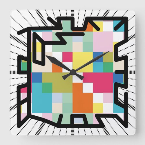 PIXELAT chained numbers by Masanser Square Wall Clock