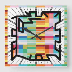 PIXELAT chained numbers by Masanser Square Wall Clock