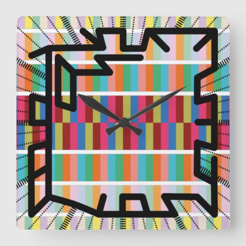 PIXELAT chained numbers by Masanser Square Wall Clock