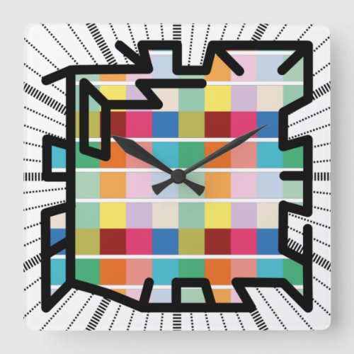 PIXELAT chained numbers by Masanser Square Wall Clock