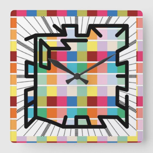 PIXELAT chained numbers by Masanser Square Wall Clock
