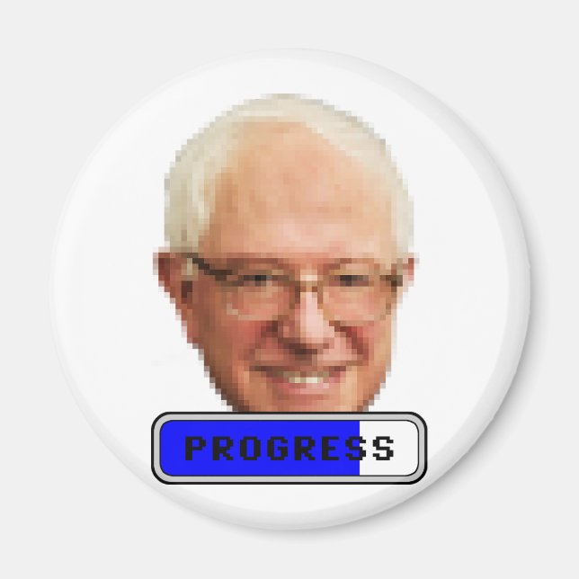 Pixelated Bernie Sanders - PROGRESS Magnet (Front)
